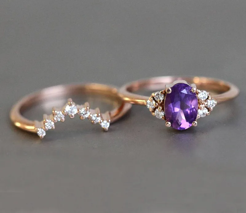 Dora Amethyst Ring Set vy 7