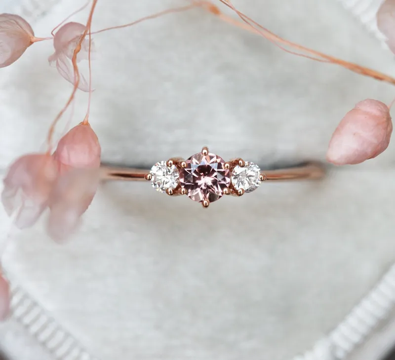 Dorothy Garnet And Diamond Ring round cut engagement ring