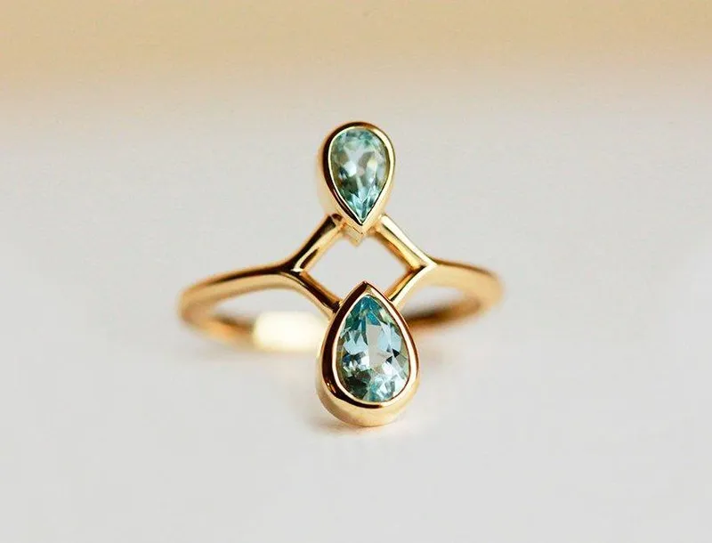 DOUBLE AQUAMARINE RING, AQUAMARINE RING view 3