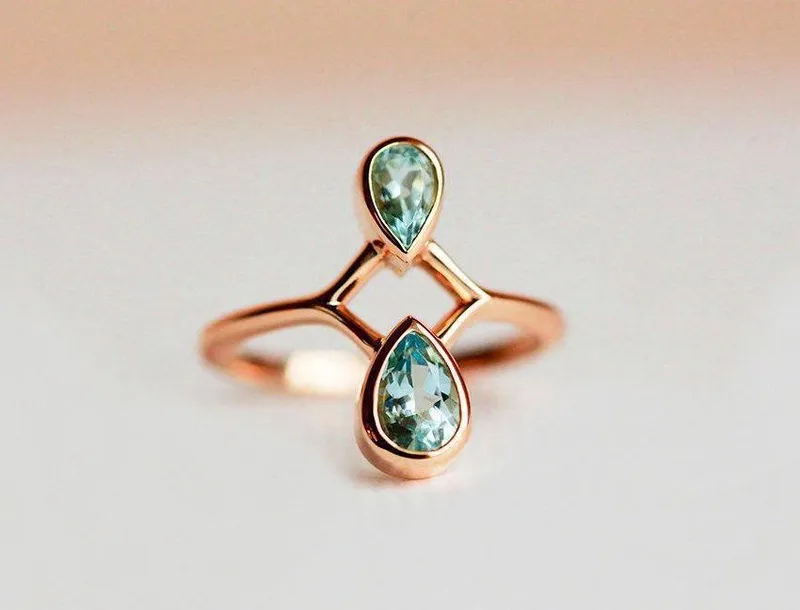 DOUBLE AQUAMARINE RING, AQUAMARINE RING view 6
