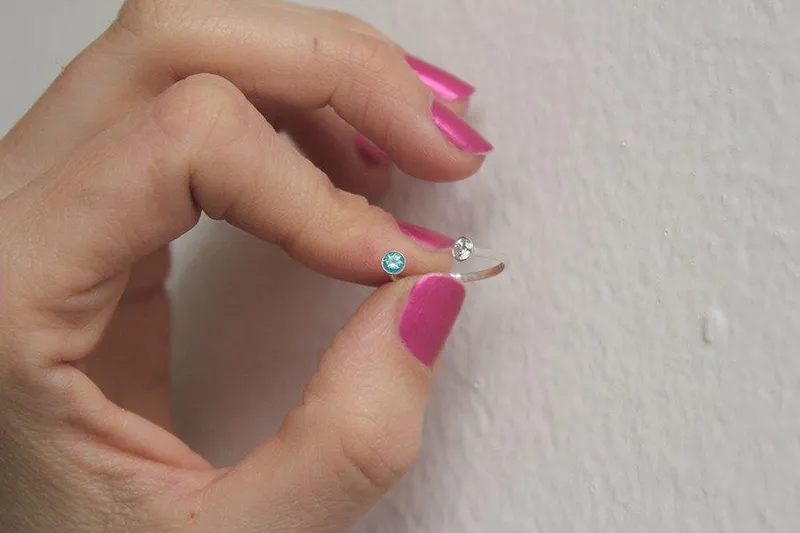 Double Birthstone Ring, Birthstone Ring Stackable view 2