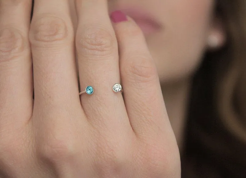 Double Birthstone Ring, Birthstone Ring Stackable view 5