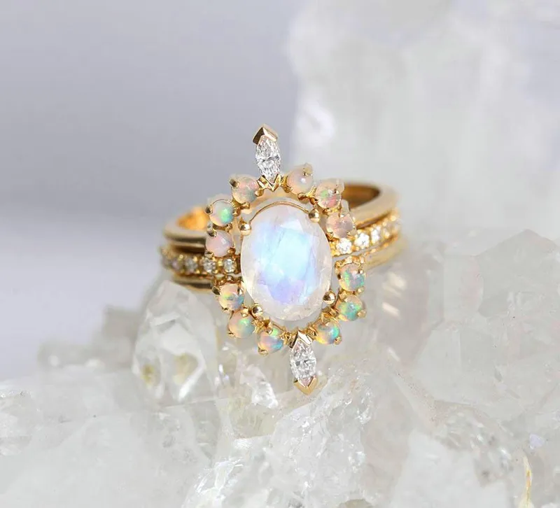 Dream Moonstone Ring Set, Engagement Ring view 11