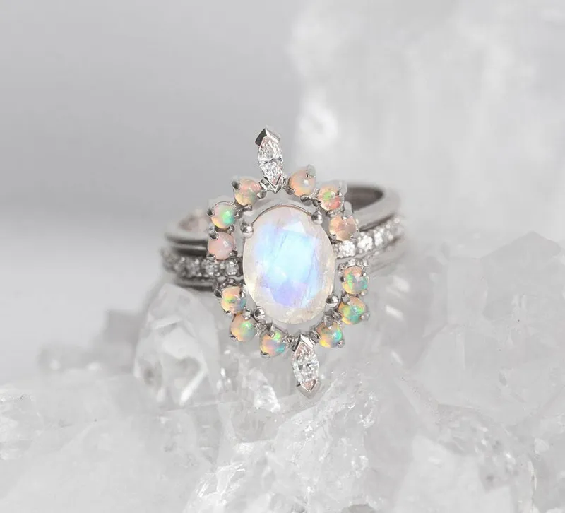 Dream Moonstone Ring Set, Engagement Ring view 12