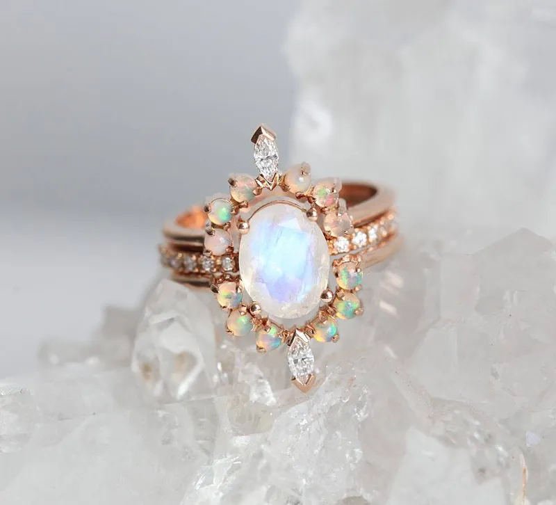 Dream Moonstone Ring Set, Engagement Ring view 2