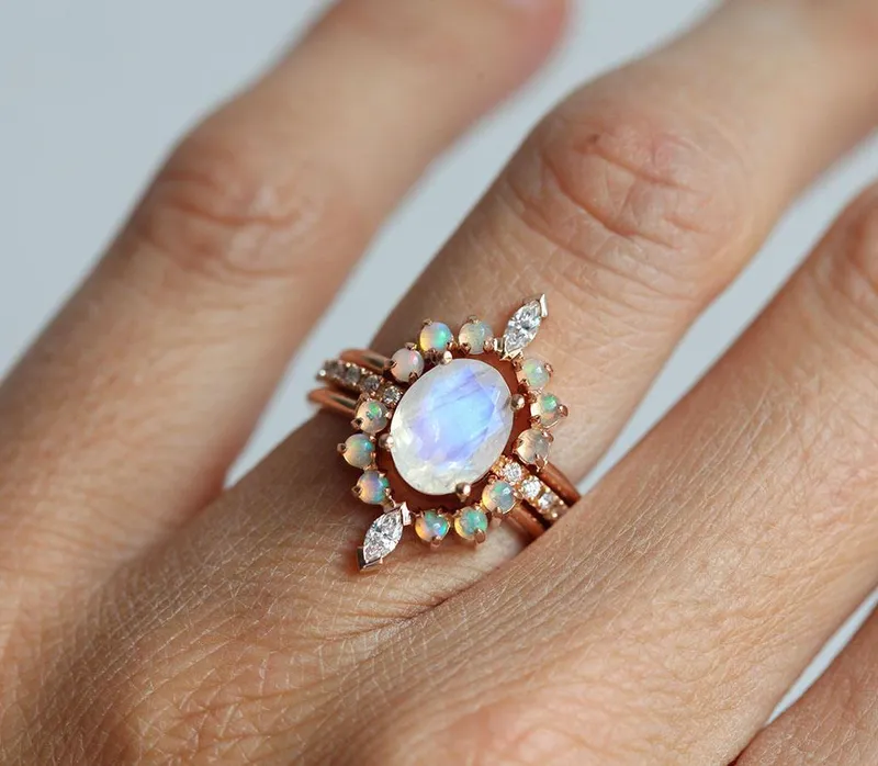 Dream Moonstone Ring Set, Engagement Ring view 6