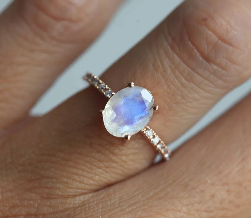 Dream Moonstone Ring Set, Engagement Ring view 8