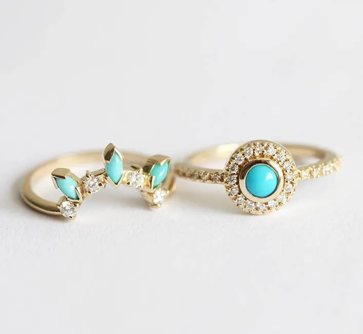 DREAMCATCHER RING SET, TURQUOISE DIAMOND RING SET view 2