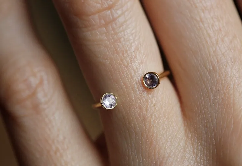 Dual Birthstone Ring, Horseshoe Ring view 2