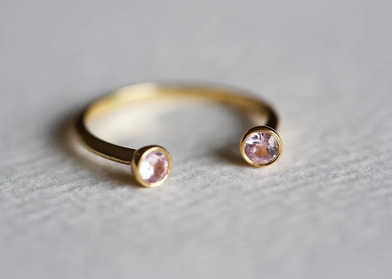 Dual Birthstone Ring, Horseshoe Ring view 3