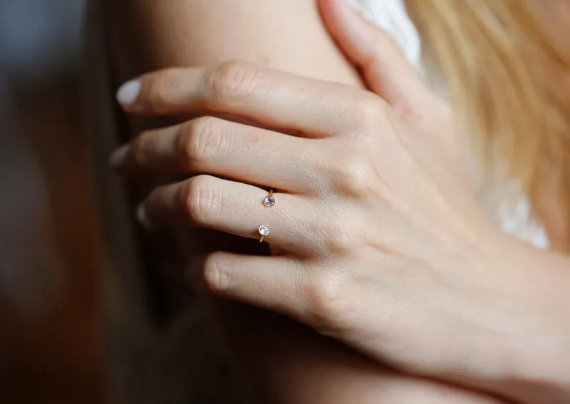 Dual Birthstone Ring, Horseshoe Ring view 4