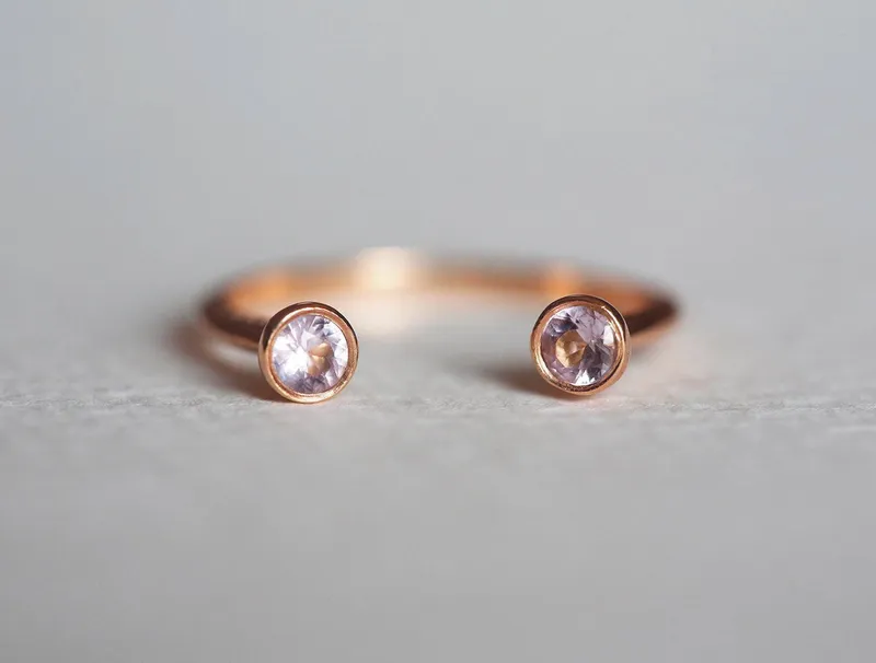 Dual Birthstone Ring, Horseshoe Ring view 5