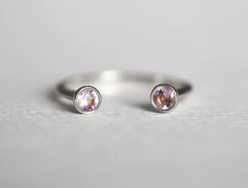 Dual Birthstone Ring, Horseshoe Ring view 6