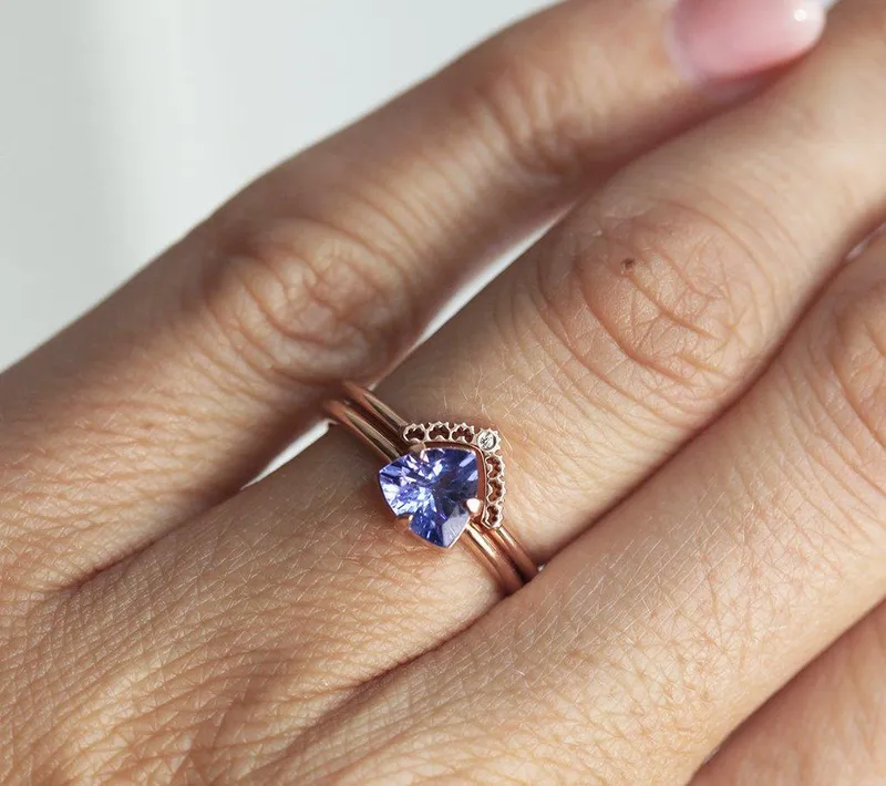 Dulce Trillion Tanzanite Ring Set view 5