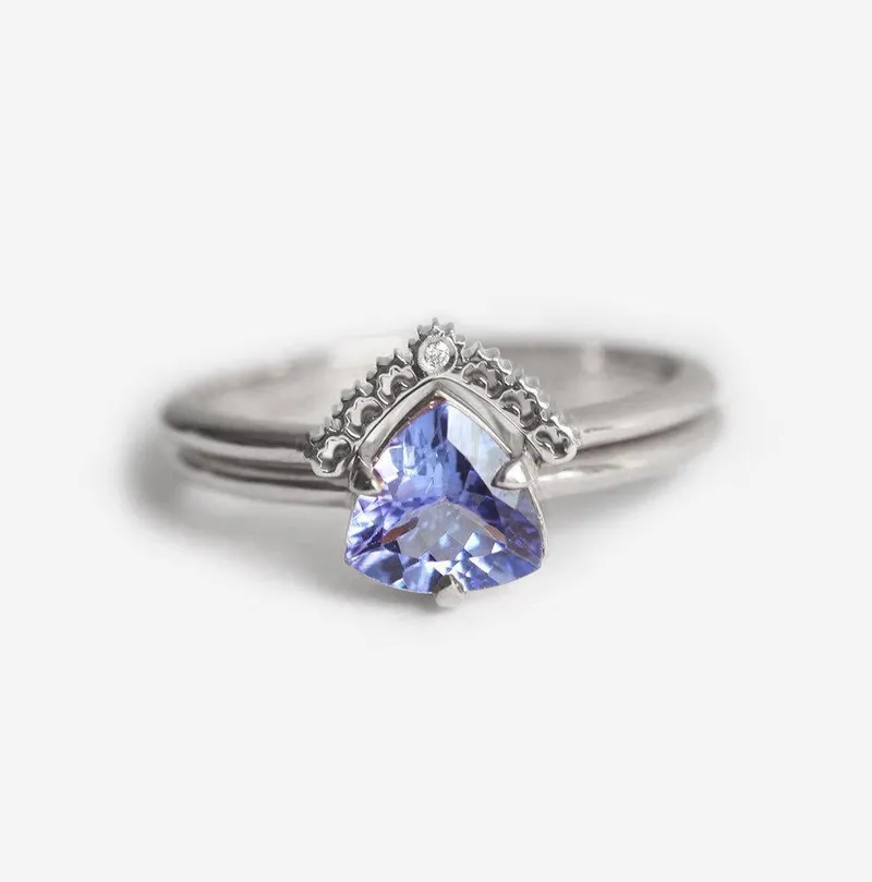 Dulce Trillion Tanzanite Ring Set view 7