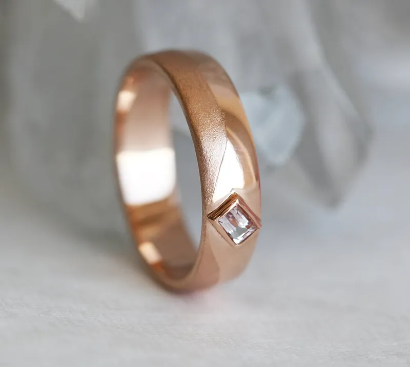 DYLAN MENS WEDDING BAND WITH GEMSTONE view 3