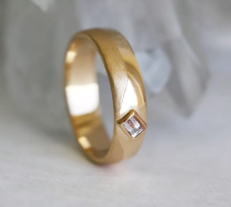 DYLAN MENS WEDDING BAND WITH GEMSTONE view 5