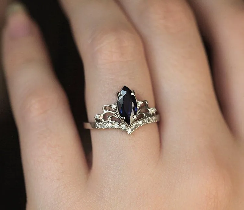 ELAINE BLUE SAPPHIRE DIAMOND RING view 7