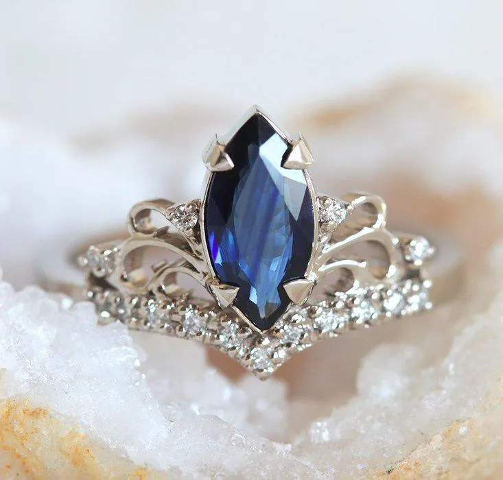 ELAINE BLUE SAPPHIRE DIAMOND RING blue sapphire engagement ring