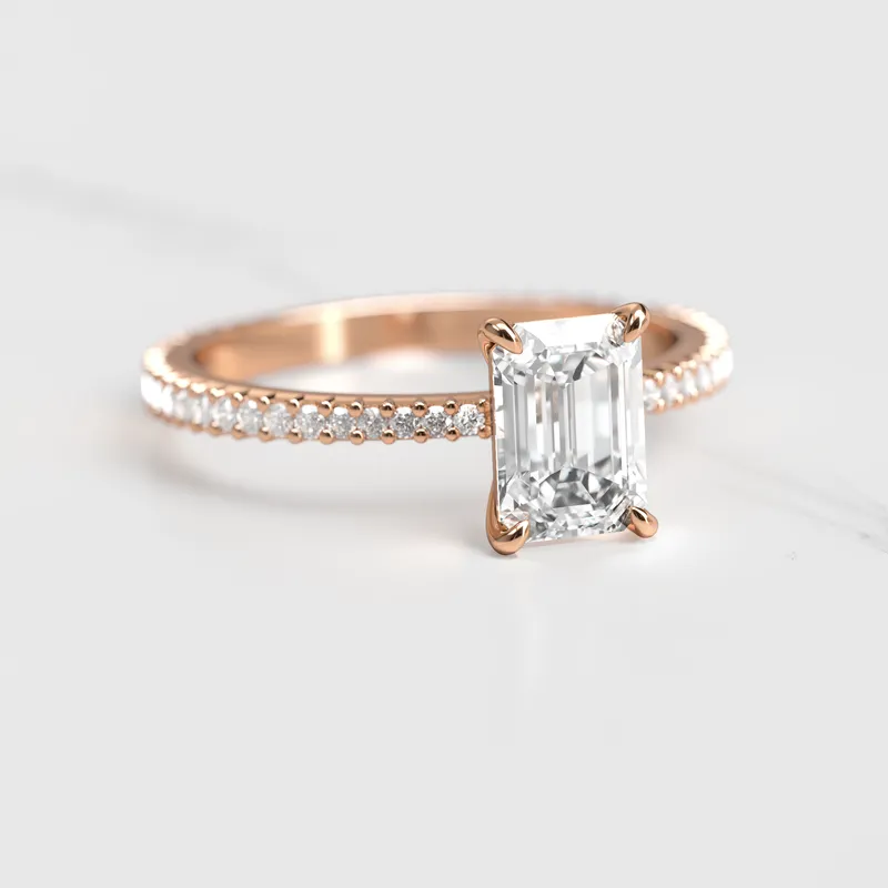 EMERALD FULL PAVE TAPERED DIAMOND RING vy 2