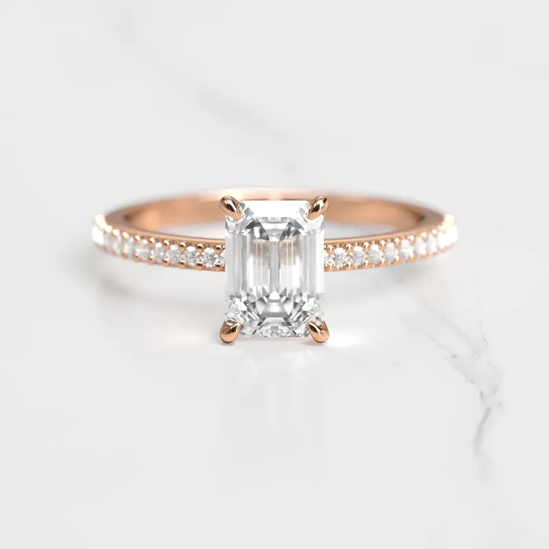 EMERALD HALF PAVE DIAMOND RING vy 2