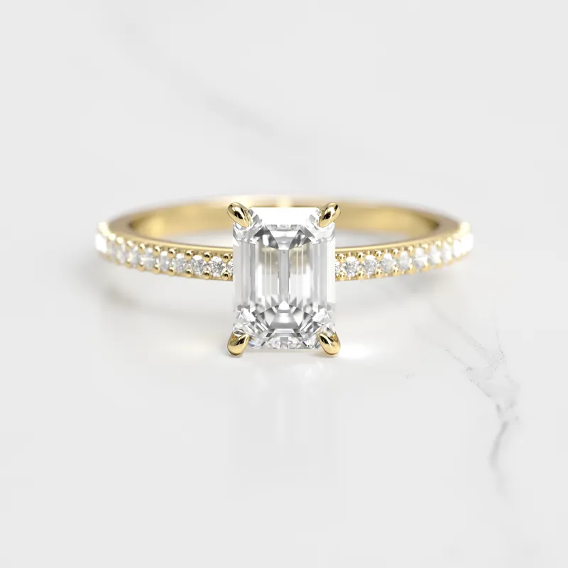 EMERALD HALF PAVE DIAMOND RING emerald emerald cut engagement ring