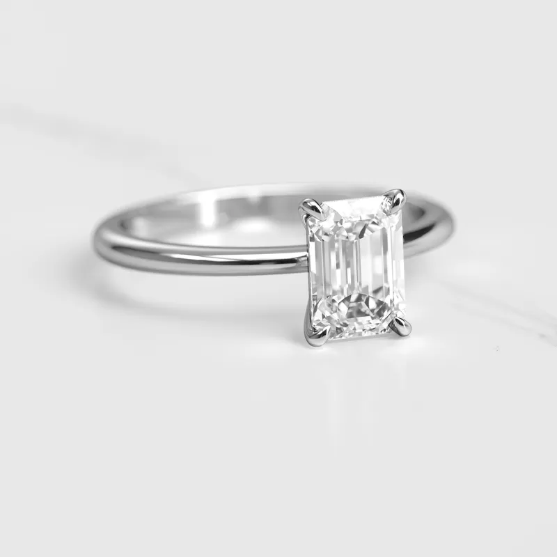 Emerald Tapered Solitaire Diamond Ring vy 3