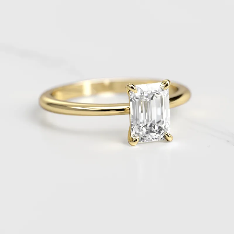 Emerald Tapered Solitaire Diamond Ring emerald emerald cut engagement ring