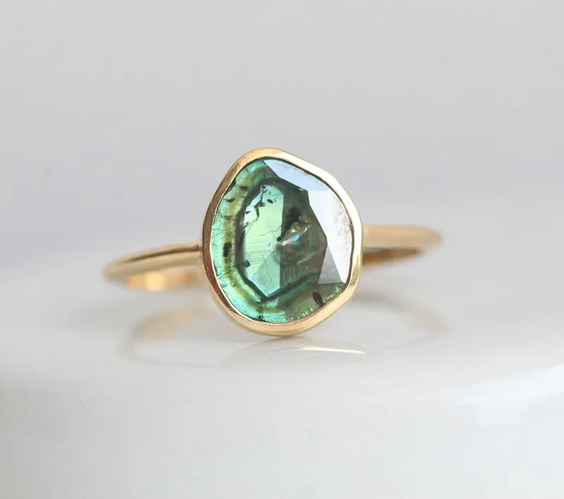 Eulalia Teal Diamond Slice Ring vy 3