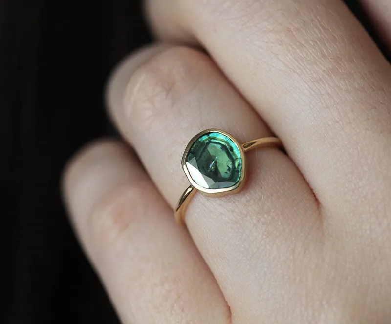 Eulalia Teal Diamond Slice Ring vy 4