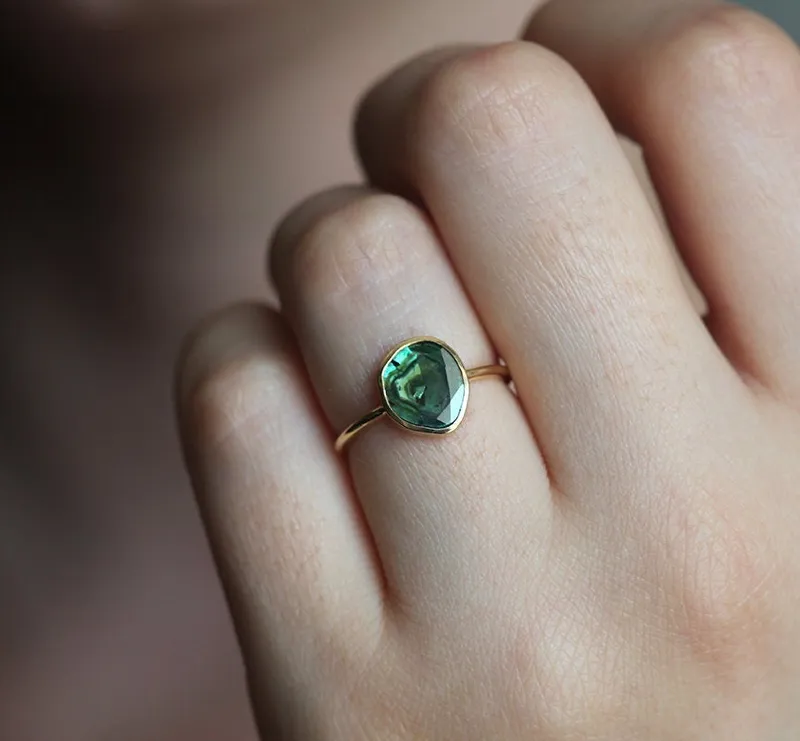 Eulalia Teal Diamond Slice Ring vy 5