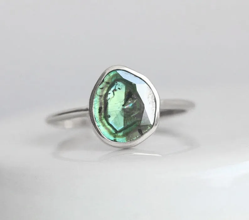 Eulalia Teal Diamond Slice Ring vy 8