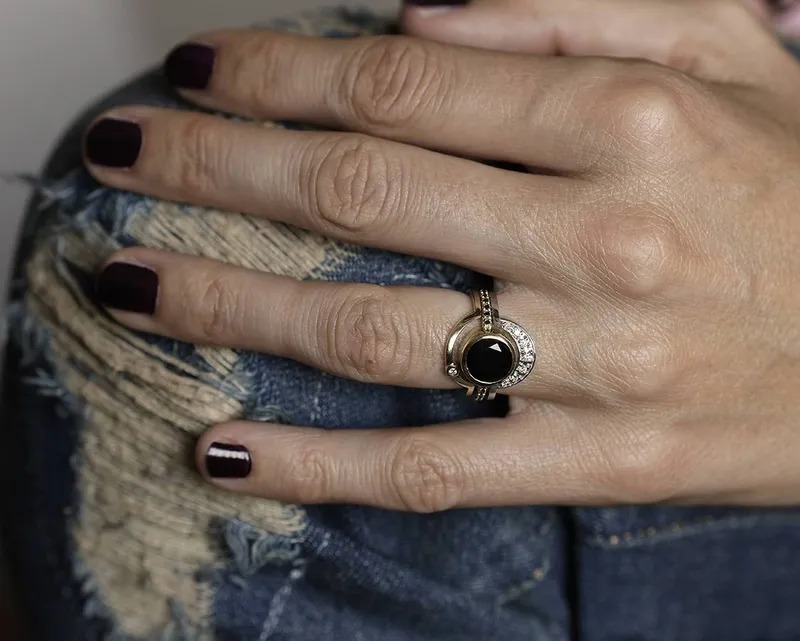 Eclipse Black Diamond Or Onyx Ring Set view 5