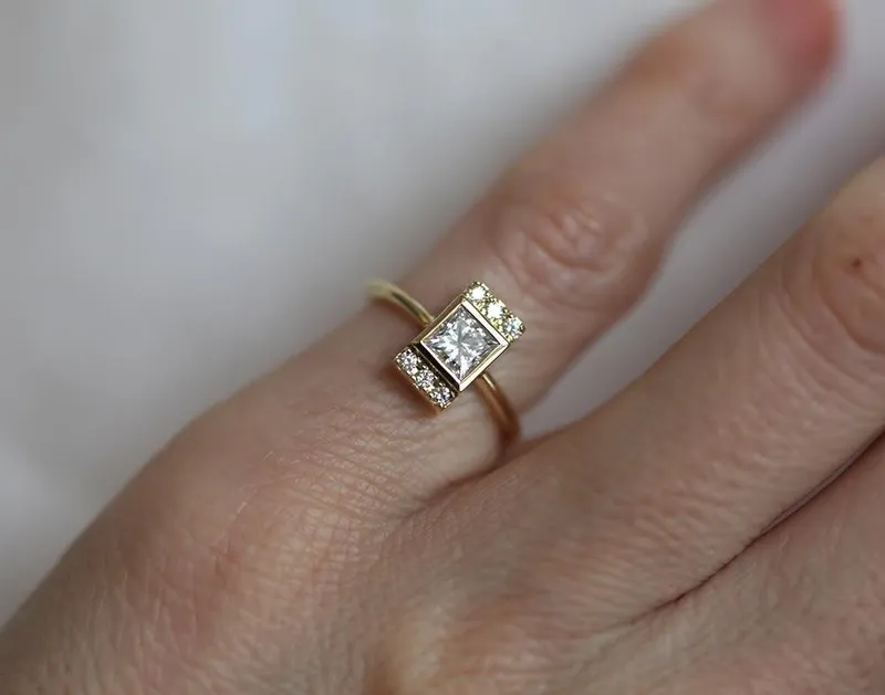 Eden Engagement Ring, Princess Diamond Ring view 2