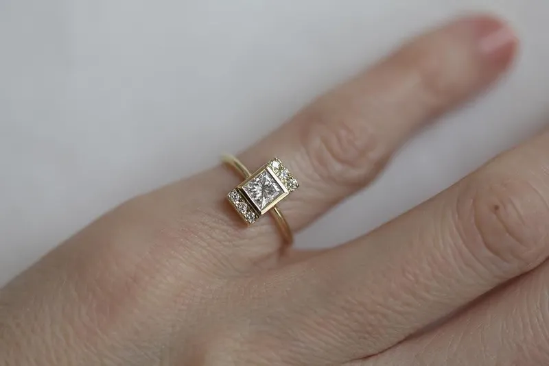 Eden Engagement Ring, Princess Diamond Ring view 4