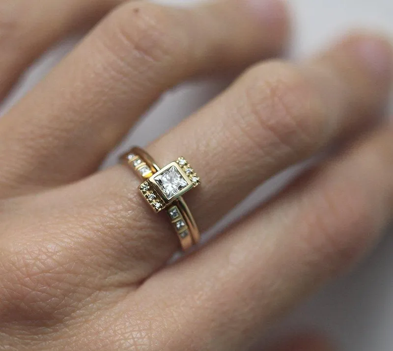 Eden Princess Diamond Ring Set With Matching Open Diamond Band diamond engagement ring