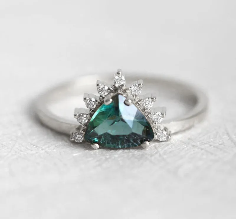 Edira Teal Sapphire Diamond Ring view 10