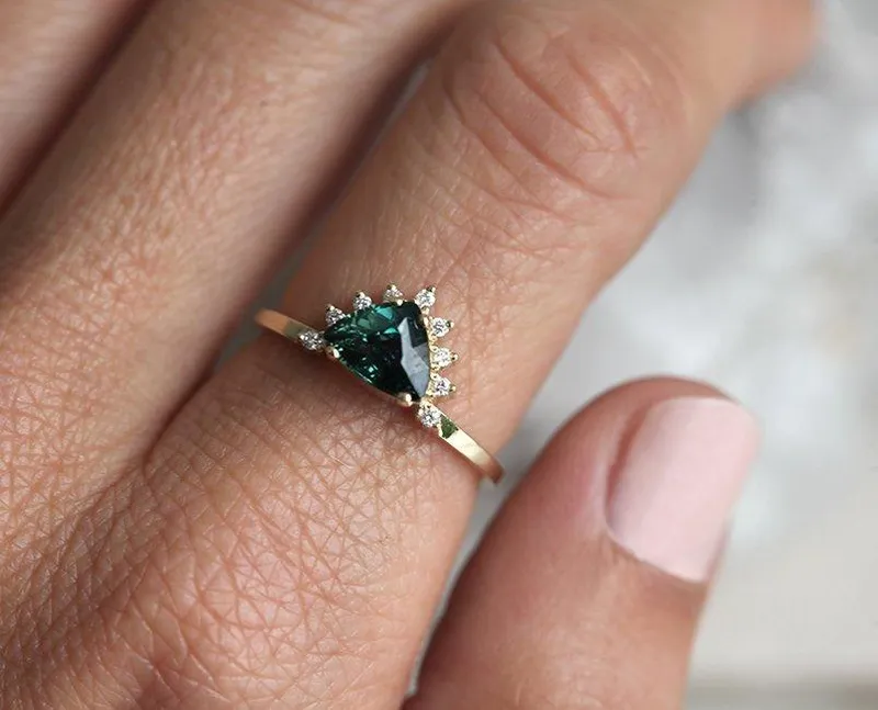 Edira Teal Sapphire Diamond Ring view 6