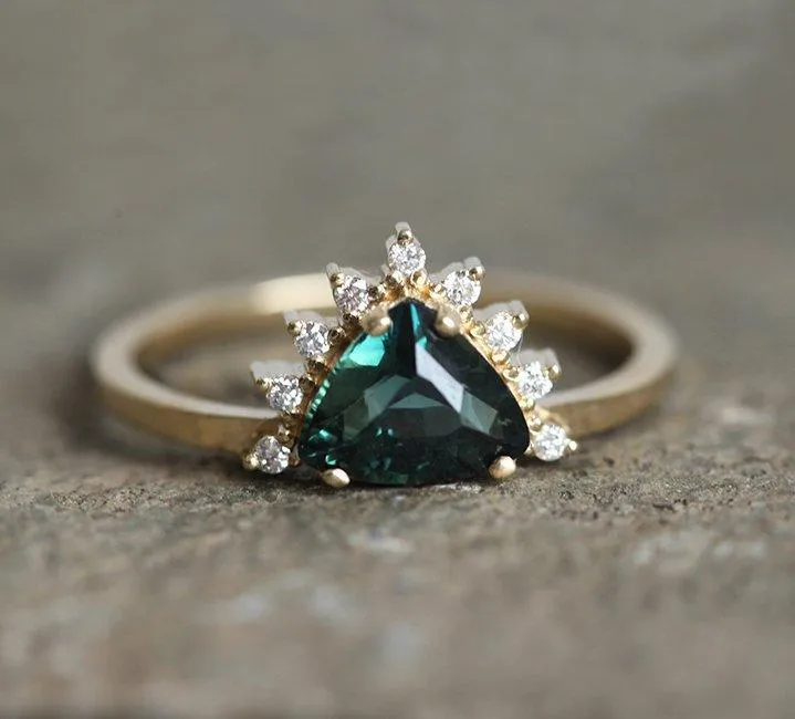 Edira Teal Sapphire Diamond Ring view 7