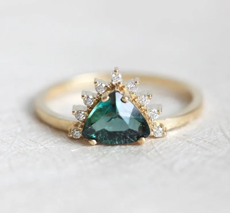 Edira Teal Sapphire Diamond Ring sapphire engagement ring