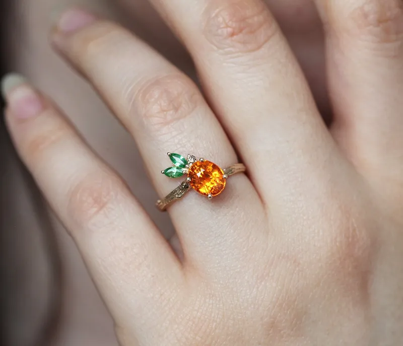 Edith Pineapple Garnet Ring vy 2