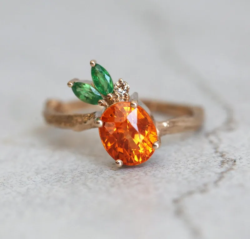 Edith Pineapple Garnet Ring vy 4
