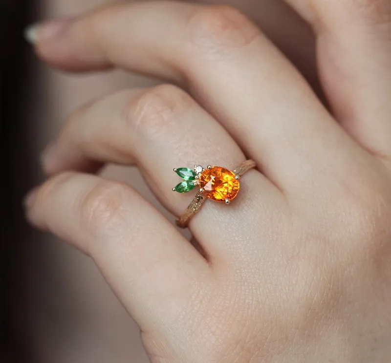 Edith Pineapple Garnet Ring vy 6