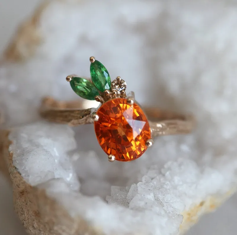 Edith Pineapple Garnet Ring vy 7