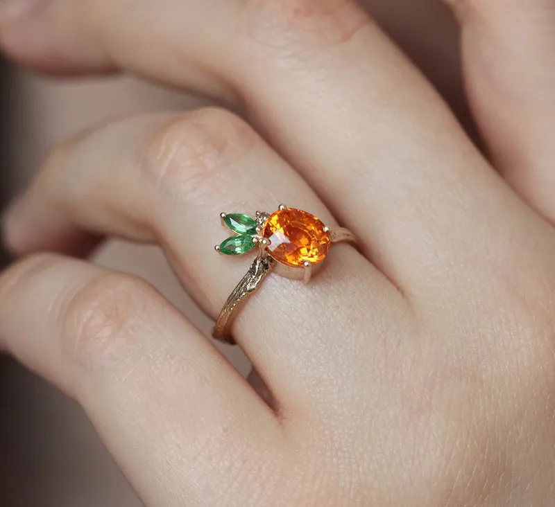 Edith Pineapple Garnet Ring vy 8