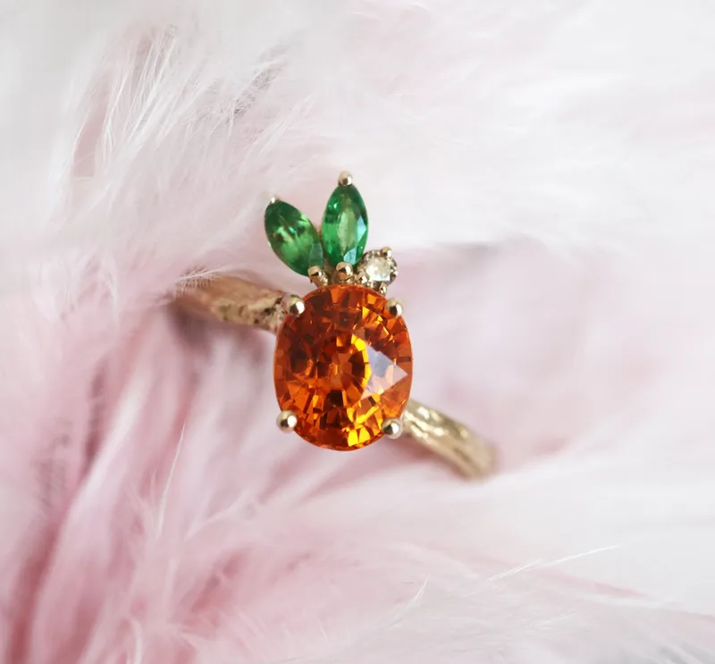 Edith Pineapple Garnet Ring vy 9