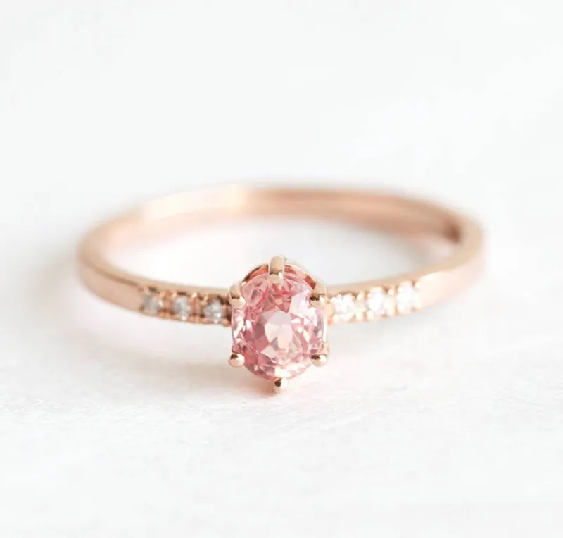Eilian Peach Sapphire Diamond Ring peach sapphire oval cut engagement ring