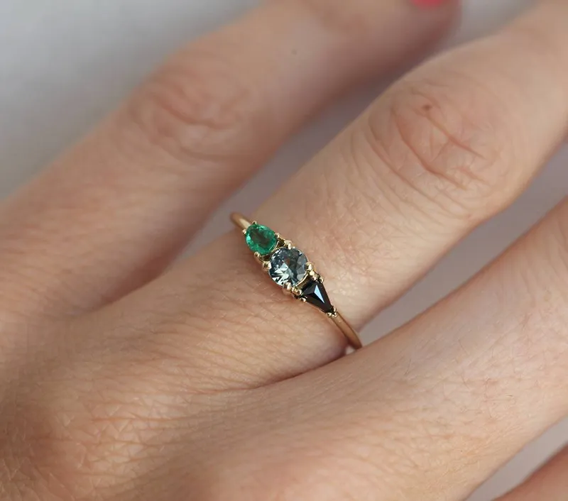 Elana Teal Sapphire Cluster Ring view 2