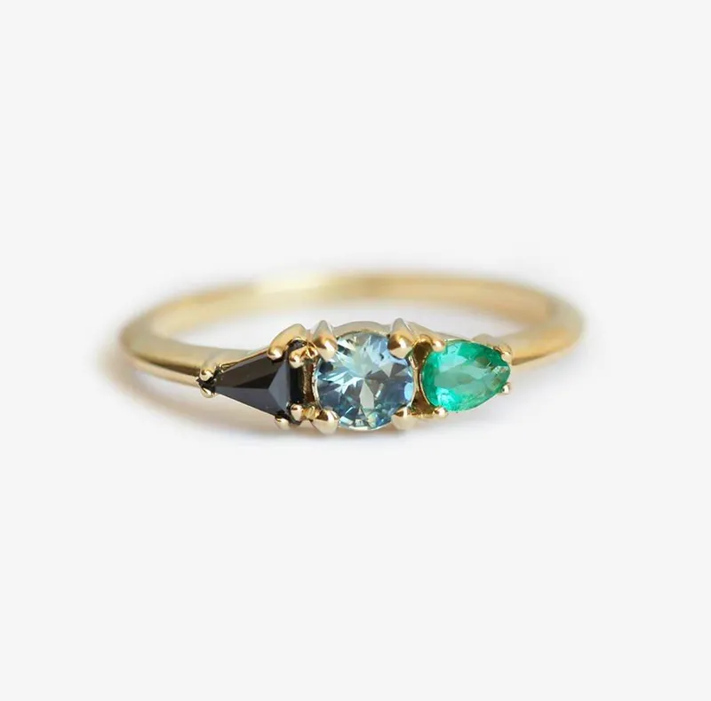 Elana Teal Sapphire Cluster Ring view 3