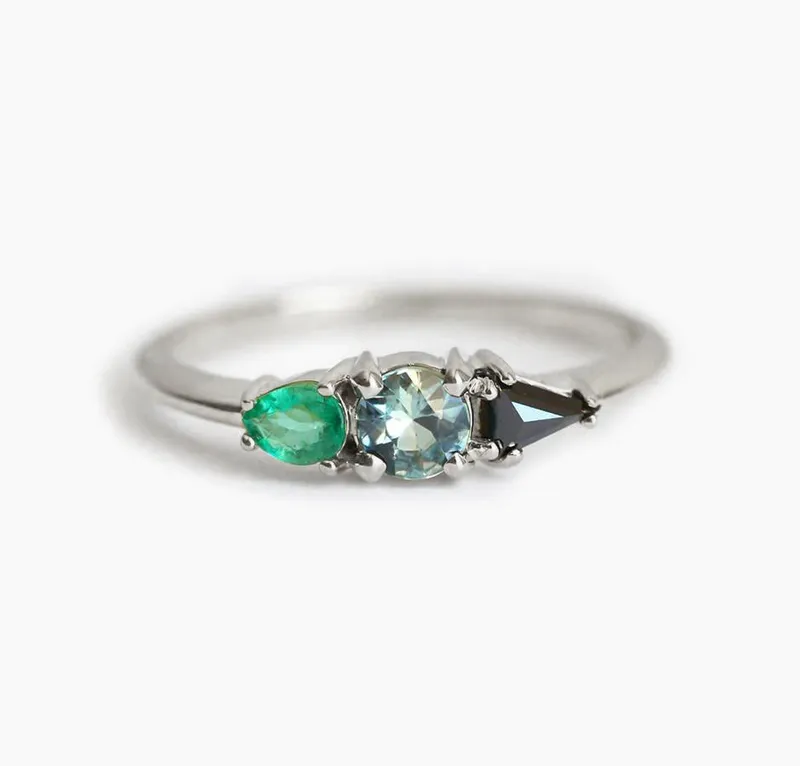 Elana Teal Sapphire Cluster Ring view 5